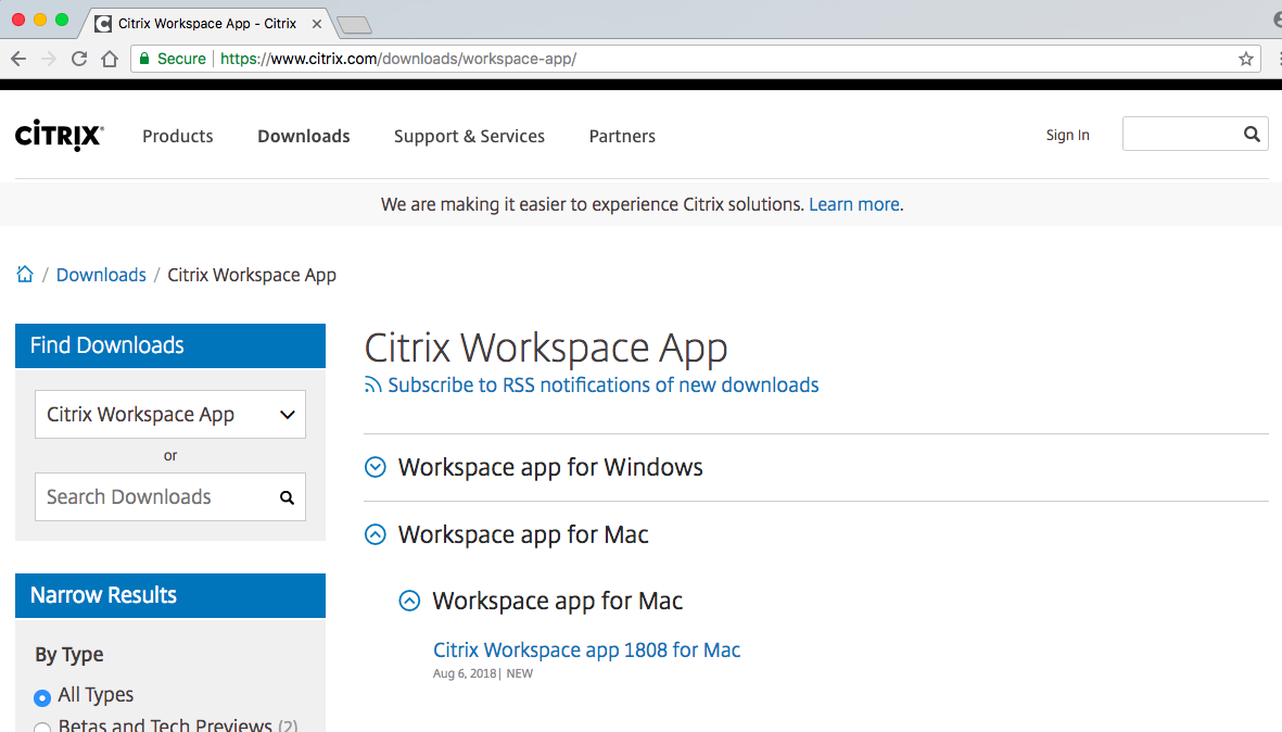 citrix workspace for mac 10.11
