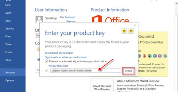 activation code for office 2016
